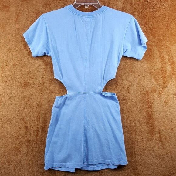 L SPACE T-Shirt Dress Womens Small Blue Pullover Cut Out Mini LOST WINDS - Picture 5 of 9